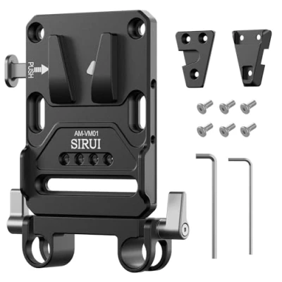 Immagine di SIRUI V Lock Base Station and Wedge Kit, Universal Mount Battery Plate with Dual 15mm Rod Clamp for Camera Power Supply, Quick Release Set Multi Mounting Points, AM VM01