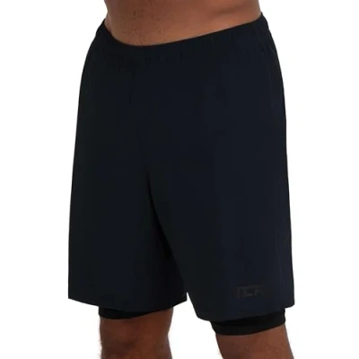 Immagine di TCA Ultra Pantaloncini Uomo Palestra 2 in 1 Sportivi da Corsa Running Shorts con Pantaloncino a Compressione Interno Nero (Tasca Posteriore), L