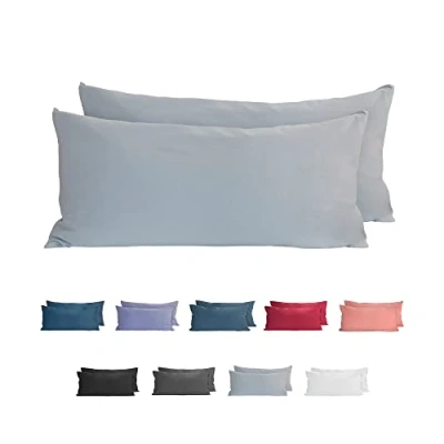 Immagine di Komfortec Set di 2 federe per cuscino in 100% cotone, 40 x 80 cm, super morbide, 150 g/m², colore grigio