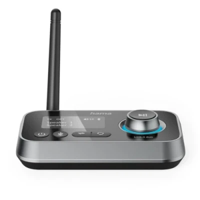 Immagine di Hama Link.it Duo Trasmettitore ricevitore Bluetooth per TV Stereo Display Audio Video, adattatore Multipoint 2 fonti, bassa latenza, USB C, Jack, fibra ottica nera