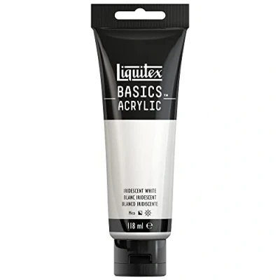 Immagine di Liquitex 8870075 Basics Pittura acrilica, Pigmenti per artisti monopigmentati, Resistente alla luce, durevole nel tempo, Finitura satinata, Tubo da 118 ml Bianco Iridescente