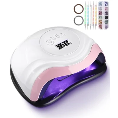 Immagine di Aokyom Lampada per Unghie,168W Unghie Gel e Semipermanent UV Professionale Fornetto Manicure Pedicure 12 Colori di Strass Nail Art Set 4 Timer da 10s 30s 60s 99s