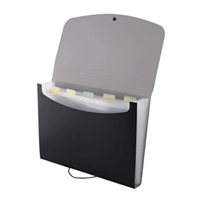 Immagine di D.RECT 5566 Cartella portadocumenti con tasche, formato A4, organizer portatile per documenti e documenti, cinturino rotondo elastico chiusura a bottone, casa, scuola, lavoro viaggi, 6