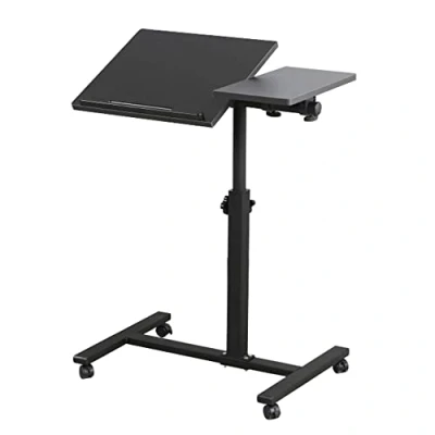 Immagine di HUOLE Tavolino Porta PC con Altezza Regolabile e Ruote, Supporto per Computer Portatile Inclinabile 60 * 34.5 58/90 cm (nero)