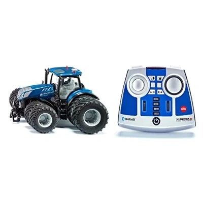Immagine di siku 6739, Trattore New Holland T7.315, 1:32, Blu, Metallo e Plastica, Telecomandato, Incluso Telecomando Bluetooth, Con Pneumatici Doppi Rimovibili, Possibile Controllo tramite App