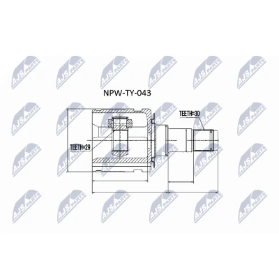 Immagine di NTY NPW TY 043 Kit Giunto Omocinetico Cambio manuale, Trasmissione automatica Assale anteriore Sx, lato ruota TOYOTA: HILUX 3 Pick up