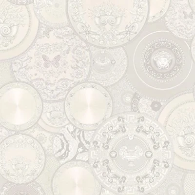 Immagine di Carta da parati Versace Luxury tessuto non 10.05 m x 0.70 Argento Bianco Crema Made in Germany 349014 34901 4