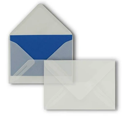 Immagine di 50x Buste B6 17,5 x 12,5 cm Trasparente Colla umida con lembo a punta 92 g/m² Per matrimoni, biglietti di auguri, inviti