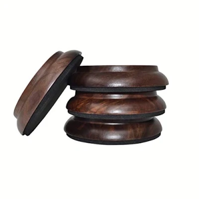 Immagine di KingPoint, Set di 4 piattini in legno per ruote pianoforte verticale, Noce nero.