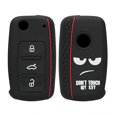 Immagine di kwmobile Custodia Coprichiave Compatibile con VW Skoda Seat 3 tasti Cover Copritelecomando Chiave Auto Copri Chiavi Macchina Don&#039;t touch my Key