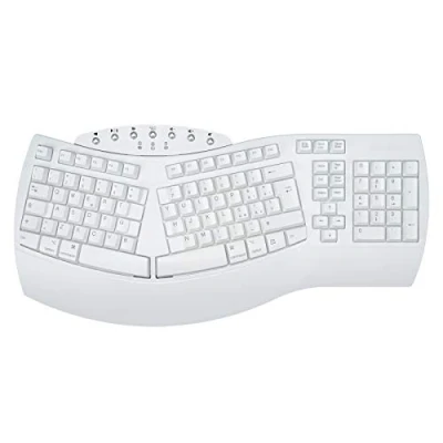 Immagine di Perixx PERIBOARD 612 Tastiera ergonomica Wireless 2.4 g e Bluetooth, Compatibile con Windows 10 Mac OS X, Layout Italiano, Bianca