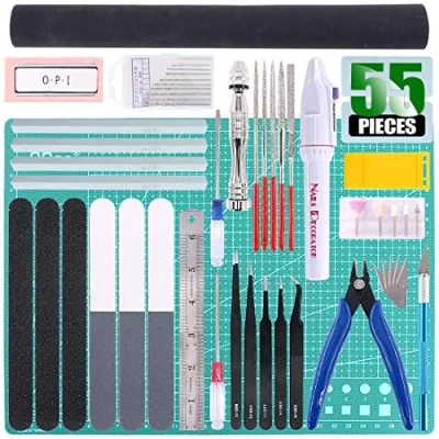 Immagine di Keadic Set di 55 strumenti base professionali per modellismo, hobby, costruzione, kit con custodia in plastica riparazione e fissaggio modelli auto Gundam