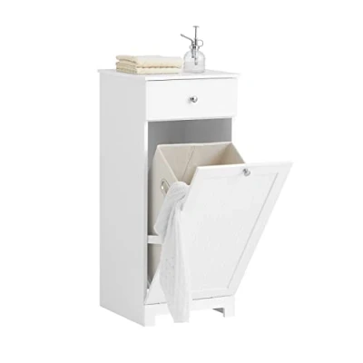 Immagine di SoBuy Mobile porta biancheria per bagno con cassetto e cesto sporca L40*P38*A90cm (BZR21 DG)