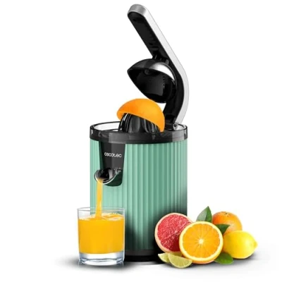Immagine di Cecotec Spremiagrumi elettrico a braccio per arance e agrumi Xqueeze RetroJuice 600 Green. W, stile retrò, filtro in acciaio inox, cono plastica, leva estrarre la polpa, antigoccia