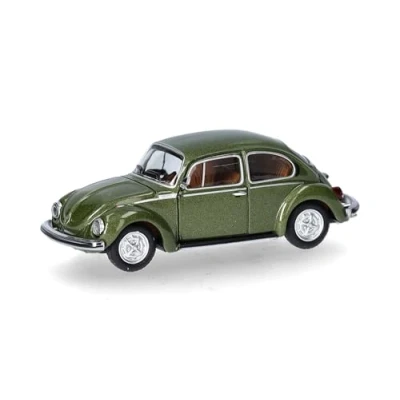 Immagine di herpa Modellino d&#039;auto VW Käfer 1303, verde muschio metallico, miniatura in scala 1:87, pezzo da collezione, Made Germany, modello plastica
