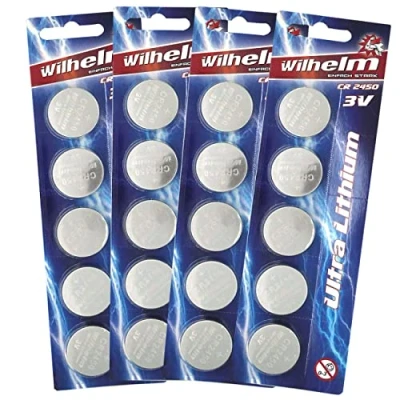 Immagine di WILHELM CR2450 20 batterie a bottone al litio 3 V, 600 mAh, ø 24,5 x 3,0 mm, DL2450