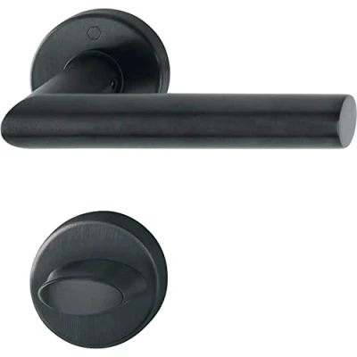 Immagine di HOPPE 12033224 Maniglia Amsterdam su Rosetta WC, in Acciaio Inox Nero Opaco