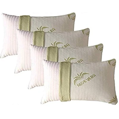 Immagine di EVERGREENWEB 4 Cuscini Memory Foam con Fodera ALOE VERA 40x70 alti 15cm 2 Coppia Guanciali Letto per Dolori Cervicali tessuto Sfoderabile Imbottitura 100% Fiocco Anallergico ideali x tutti Materassi