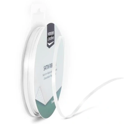 Immagine di Iris Ohyama Ribbon Lyon Wired Nastro di Raso, Bianco, 3 mm x 10 m