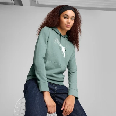 Immagine di Puma ESS metallic Felpa con cappuccio, Donna, Taglia: XL, Green moon silver