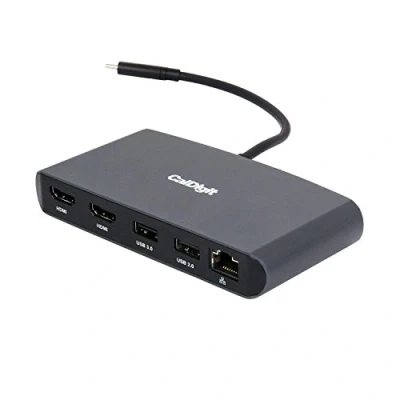 Immagine di CalDigit Thunderbolt 3 Mini Dock (HDMI 2.0) Portatile, Alimentato da Bus, 40Gbs, Dual 4K @ 60Hz, USB 3.0 e 2.0, GbE LAN. Compatibile Mac PC (Dual HDMI