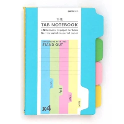 Immagine di Suck UK Taccuino A6 con linguette, agenda per revisione, divisori la scuola e accessori ufficio, quaderno o settimanale, confezione da 4 blocchi appunti a righe