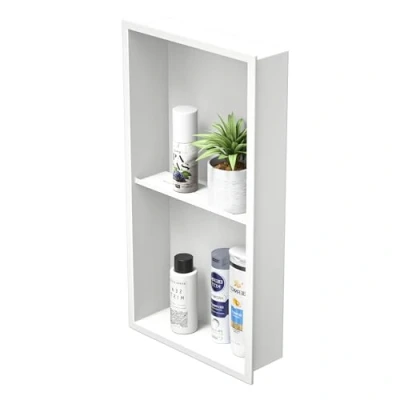 Immagine di Bernkot doccia in acciaio inox 60 x 30 10 cm, senza piastrelle necessarie, doppio scaffale per a scomparsa (bianco, cm)
