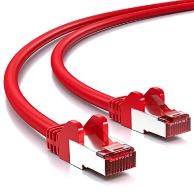 Immagine di deleyCON 2m Cavo Patch CAT6 S/FTP PIMF Schermatura CAT 6 RJ45 di Rete Ethernet LAN Router DSL Switch Modem Rosso