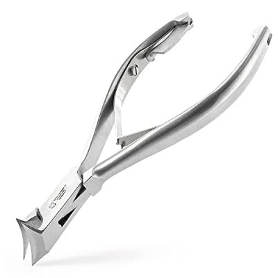 Immagine di OTTO HERDER Tagliaunghie per unghie forti, lungo 14 cm, in acciaio inox, 2 cm superficie di taglio con cuffia pelle, calli delle dita dei piedi, anche piedi e spesse