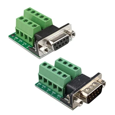 Immagine di Futheda DB9 Maschio e Femmina D SUB Breakout Scheda Adattatore Piastra 9 Pin Connettore RS232 Seriale a Modulo Segnale Senza saldatura con Dado (Maschio x 1, 1)