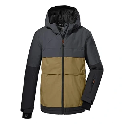 Immagine di Killtec Boy&#039;s Giacca da sci/giacca funzionale con cappuccio e paraneve KSW 180 BYS SKI JCKT, anthracite, 128, 38785 000