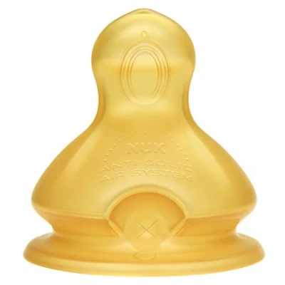 Immagine di NUK First Choice+ Baby Bottle Teat, 0 6 Months, Latex with Medium Feed Hole, Anti Colic, 2 Count