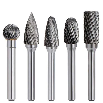 Immagine di Set di bave rotanti in carburo doppio taglio 5PCS 6mm (1/4&quot;) metallo duro lime rotante per trapano, smerigliatura metallo, lucidatura, incisione, foratura
