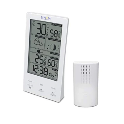 Immagine di Explore Scientific WSH4009, Stazione meteo con display touch Bianco e Nero, Previsioni del tempo, Dual alarm, Fasi lunari,
