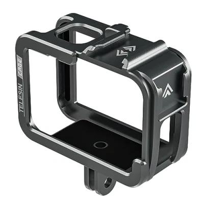 Immagine di TELESIN Custodia protettiva in alluminio per GoPro Hero 12, 11, 10, 9, colore nero, compatibile con Go Pro filtro ND CPL obiettivo massimo sulla fotocamera, attacco a slitta fredda