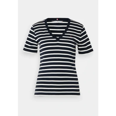 Immagine di Tommy Hilfiger SLIM CODY Tshirt basic, Donna, Taglia: Large, Breton desert sky/ecru