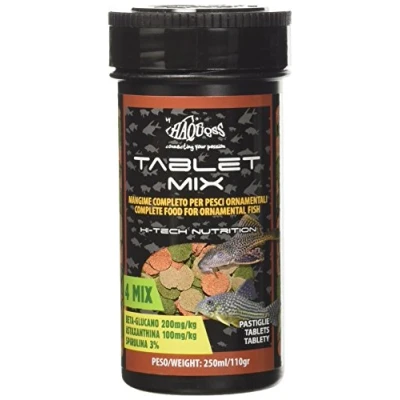 Immagine di Haquoss Tablet Mix Mangime in Pastiglie affondanti per Pesci Pulitori da Fondo e Vetro, 250 ml/90 gr