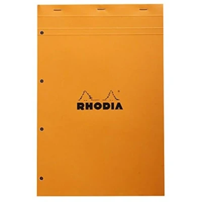 Immagine di RHODIA 20200C Bloc Notes Punto metallico N20 arancione A4+ Quadretti piccoli 80 Fogli staccabili Foratura 4 fori Carta Clairefontaine bianca g/m Copertina Flessibile e Resistente Basics