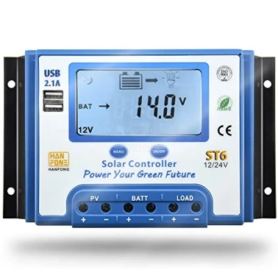 Immagine di SolaMr 40A Regolatore di Carica Solare 12V/24V Intelligente con Display LCD e Doppia Porta USB per Batteria Pannello