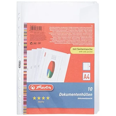 Immagine di Herlitz Cartelline portadocumenti, formato A4, con fori (10 pezzi)
