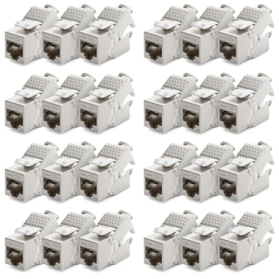Immagine di deleyCON 24x Modulo Keystone Presa CAT 6a STP RJ45 Completamente Schermata Senza Attrezzi Grazie al Montaggio a Innesto 500Mhz 10GBit/s