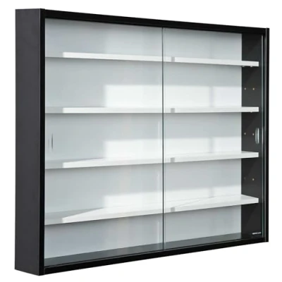 Immagine di Inter Link Espositore da parete per oggetti collezione Armadio con 4 ripiani 5 scomparti miniature MDF Nero/Bianco (80x60x9,5 cm) Collecty Nero