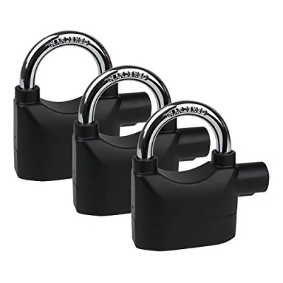 Immagine di HMF 3503 02 3 x Lucchetto con funzione di allarme, 110dB, Outdoor, 9,8 7,1 3,35 cm, nero