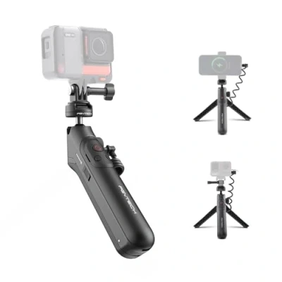 Immagine di PGYTECH CapLock MantisPod Power Manico Batteria Montaggio per Insta360 X3 Carica Selfie Vlog Allegato Treppiede con Action Camera e Adattatore 1/4&quot; Bastone di Alimentazione 5000mAh Telefono