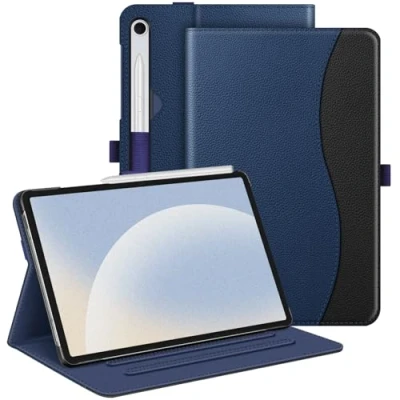 Immagine di FINTIE Custodia per Samsung Galaxy Tab S9 FE 10.9 Pollici/Tab 11 Pollici 2023 Multi angli Protettiva Case con Tasca Auto Sveglia/Sonno, Blu Scuro/Nero