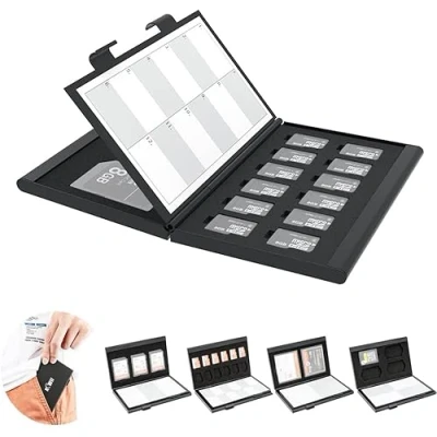 Immagine di KIWIFOTOS Custodia in alluminio per schede di memoria SD, SDXC, SDHC, XQD, CFexpress Type A/Compact Flash (CF)/Micro MSD TF, inserti personalizzabili