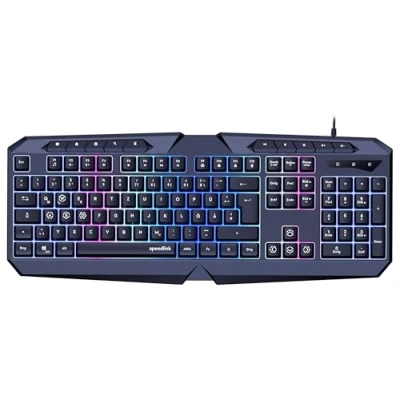 Immagine di Speedlink Tastiera da gioco LUDICIUM RGB Rainbow con cavo, layout tedesco QWERTY, blocco tasti Windows, interruttore WASD, 10 multimediali, cablata, nera