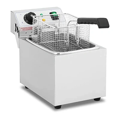 Immagine di Royal Catering Friggitrice Professionale Elettrica RCEF 08EB (3.200 W, 8 L, Intervallo di temperatura: 50 200 C, Zona fredda, Con coperchio)