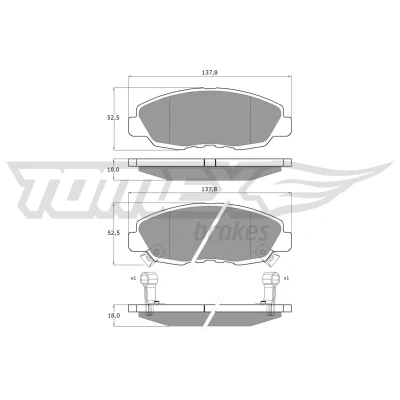 Immagine di TOMEX brakes TX 10 98 Kit pastiglie freno Assale anteriore con segnalatore acustico usura HONDA: CIVIC 8 Hatchback, Accord 7 Limousine, CR V 1