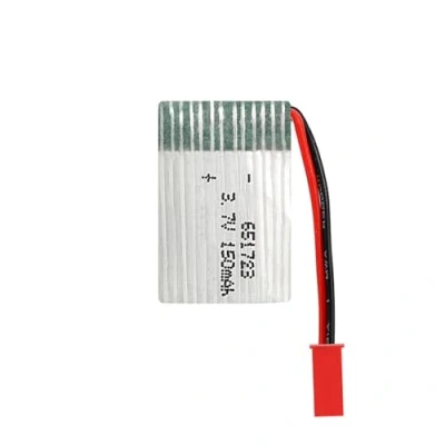 Immagine di Batteria Polimeri di litio 3.7V 150mAh 651723 20C Lipo Ricaricabile Ricambio ioni con connettore JST 2P per accessorio aereo Drone RC